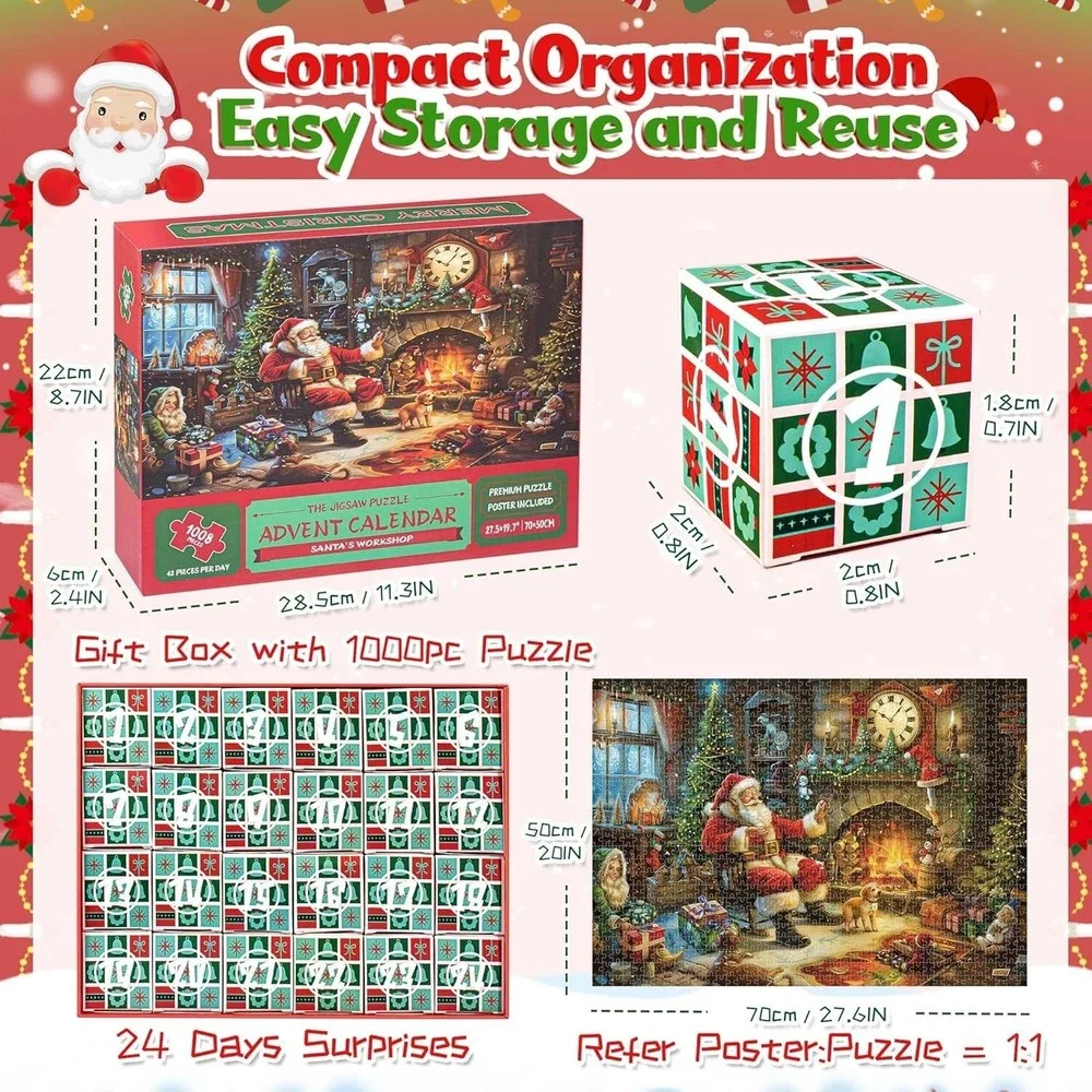 24 Days of Christmas 1008 Pieces Jigsaw‎ Puzzle Advent Calendar Xmas Decoration